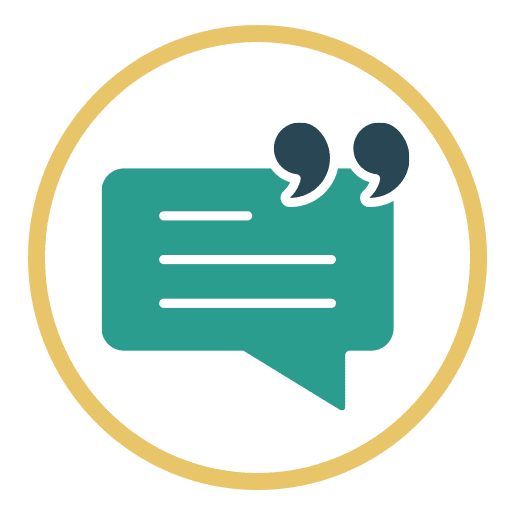 testimonial icon in yellow circle